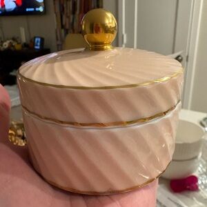 Fitz and Floyd vintage blush Pink and Gold Decorative Box Japan RARE